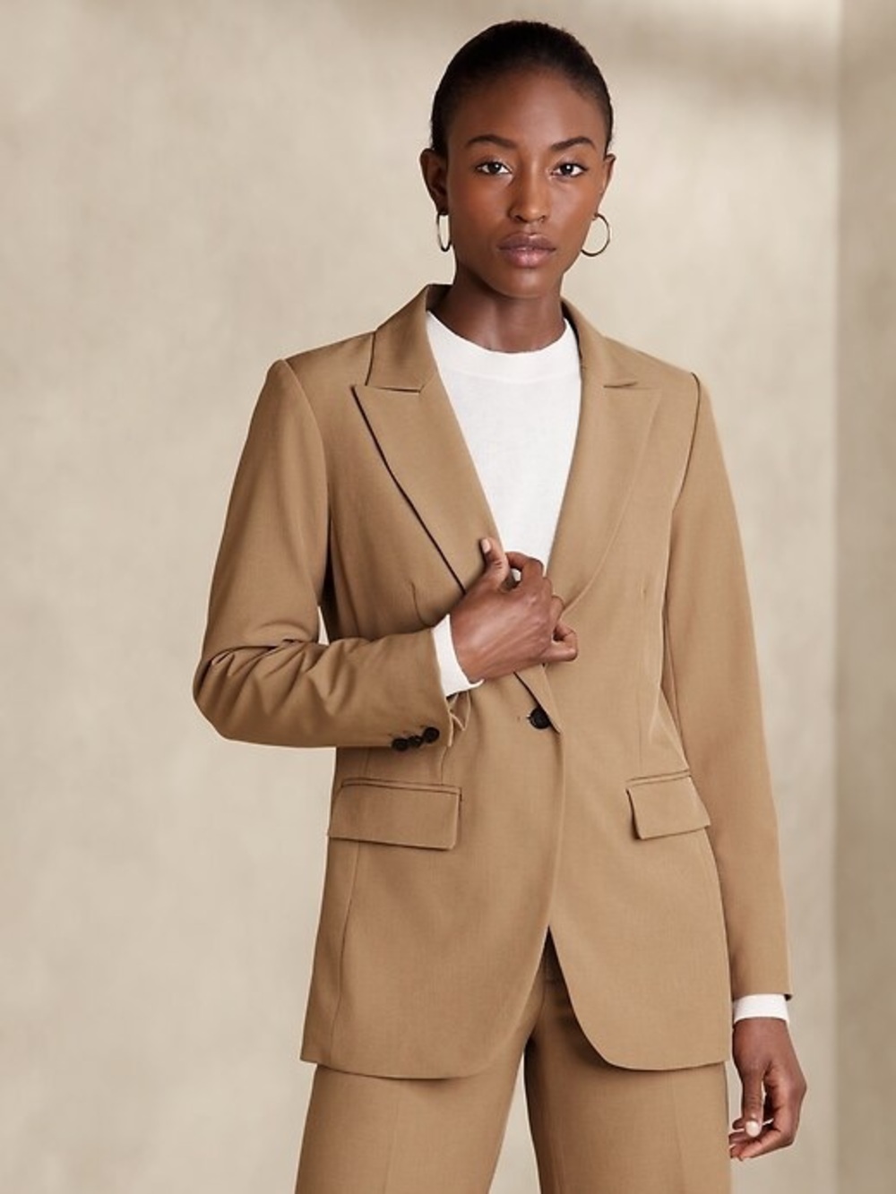 Banana Republic Camel Tailored Sculpted Suit Blazer